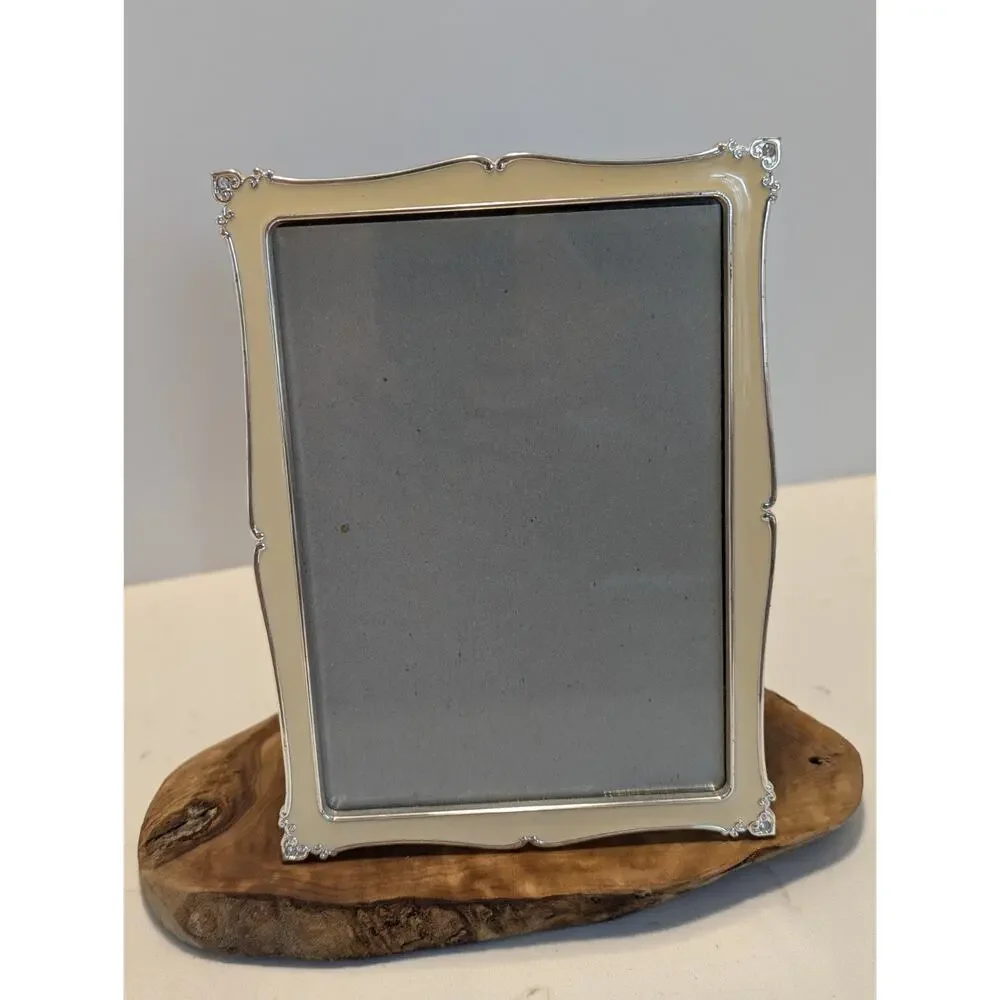 Green Tree Gallery Butter Yellow Enamel Silvertone Accents Metal 5×7 Frame